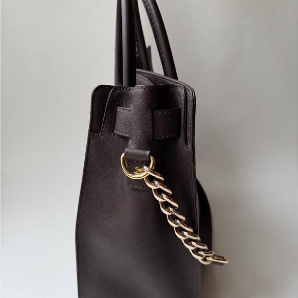 Authentic Michael Kors Large North South Hamilton Shoulder Bag Tote Dark Brown - Picture 7 of 12